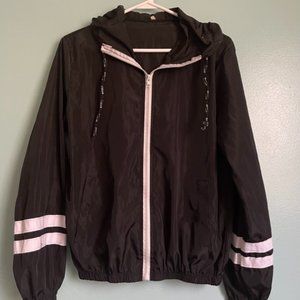 Black Long Sleeve Windbreaker Jacket